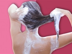 Tvätta ditt hår med djuprengörande schampo innan insättning av löshår